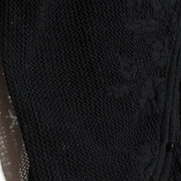 By Anthropologie Sheer Lace Bias-Cut Cardigan Sweater Asymmetrical Floral Black - Picture 10 of 16